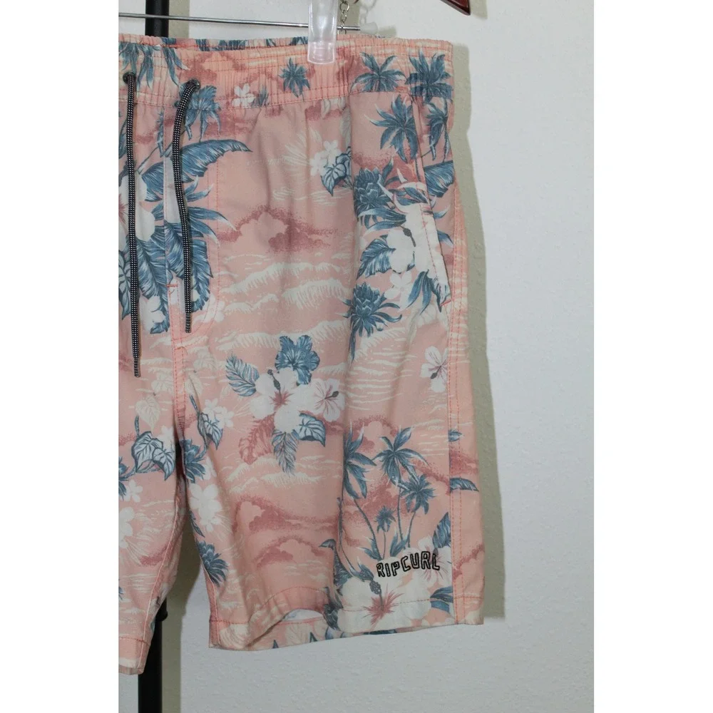 Rip Curl Men's Lay Days Tropical Floral Boardshorts Pink Blue Swim Trunks Size S